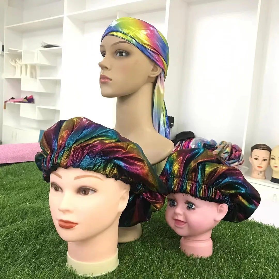 Free logo Low MOQ Silky Designer Durags Vendor Silk Designer Velvet Baby Boy Durag for Men