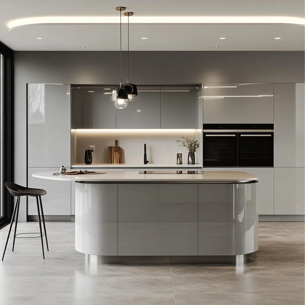 Modern Style Custom Kitchen Cabinet Set High Gloss Folding Wood with ...