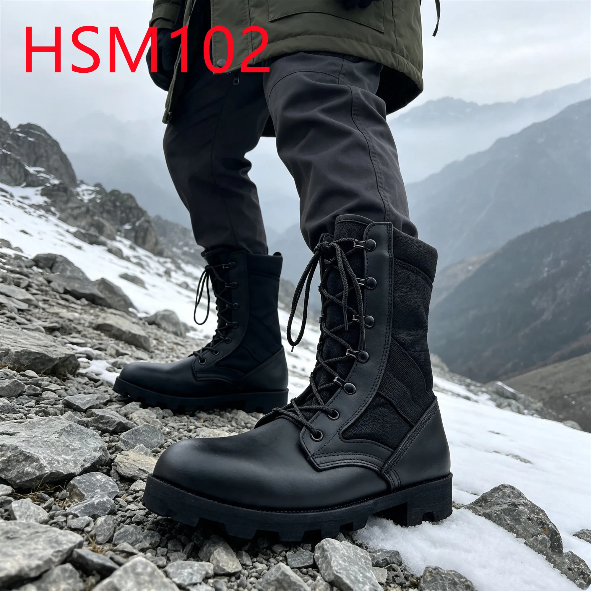 HY,Steppe Exploration Super Hard Rubber Sole Hua Singh Combat Boots Water-repellent Nylon Fabric Tactical Boots for RetailHSM102