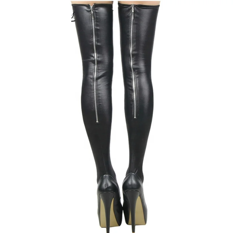 Sexy Black Leather Female Stockings Erotic Back Zipper Women Thigh High Stockings  Sexy Wear With Stay Up Silicone - Buy Sexy Stockings,Female Stockings,Stockings  Sexy Product on Alibaba.com
