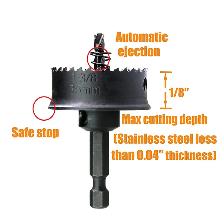 Тонкая металлическая кольцевая пила с шестигранным хвостовиком для ударного