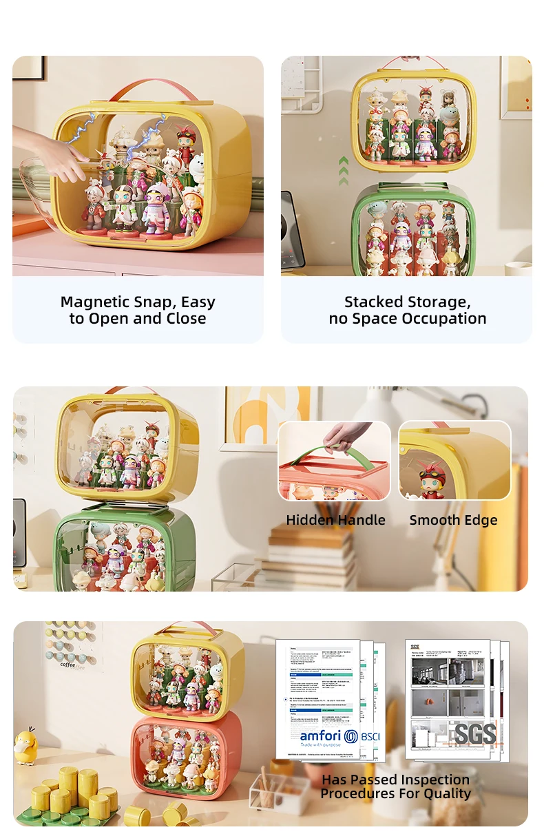 product wanuo clear collectible toys storage display case portable collectible designer toys display case with handle-3