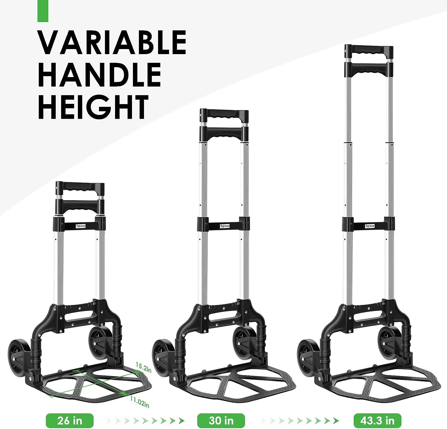 Dolly Cart Extended Handle Folding Hand Truck Dolly Foldable Hand Cart Height Lightweight Indoor and Outdoor Transport Moving