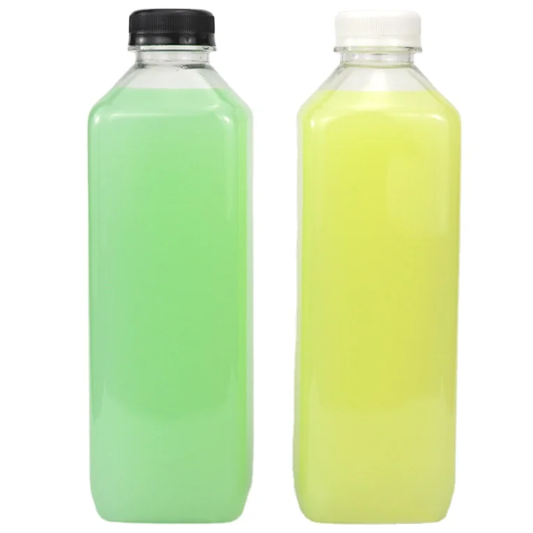 32oz 1000ml 1 Liter Reusable Silicone Clear Plastic Beverage Containers Square Juice Bottles Lids Moulding Processing Service