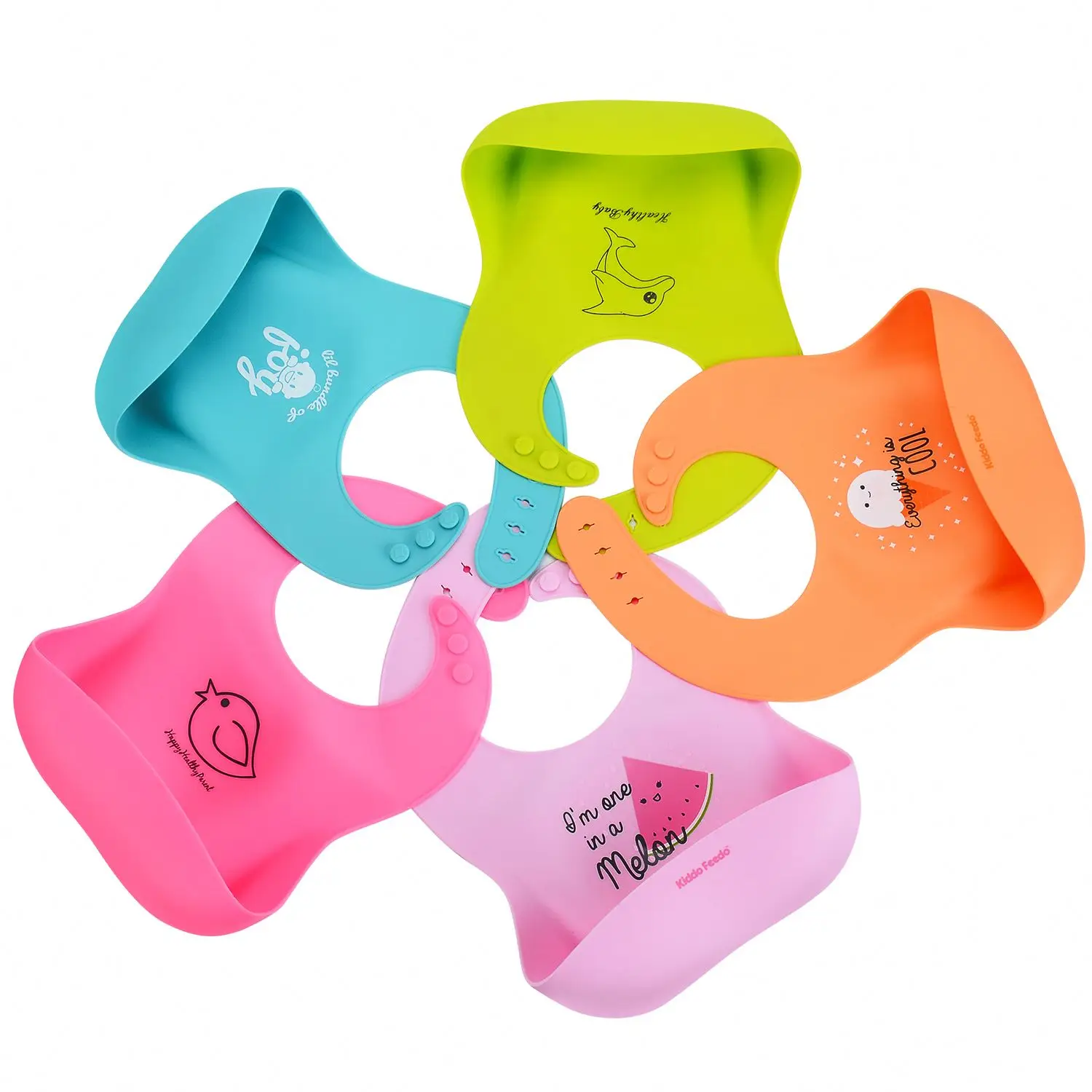 Buy Kiddo Feedo Silicone Baby Bibs, Soft, Adjustable, Waterproof