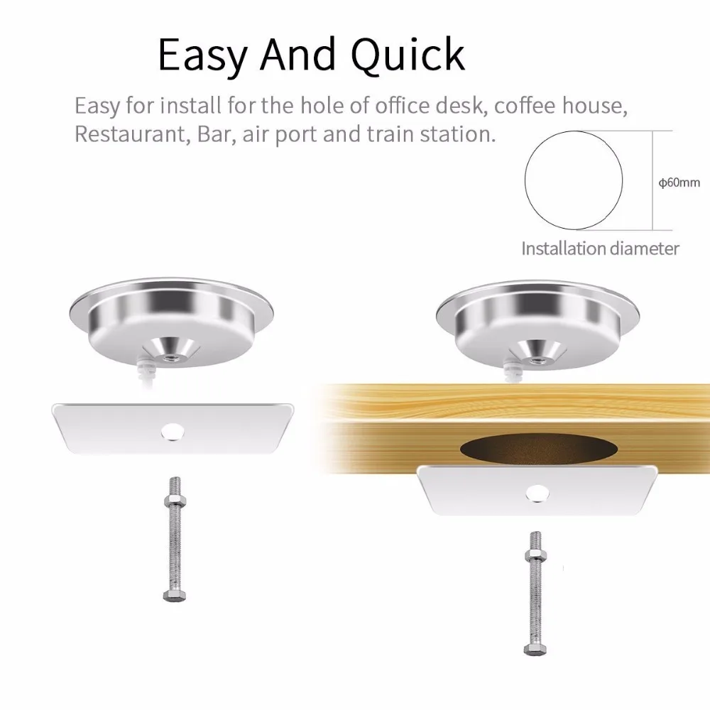 Беспроводной зарядный стол, беспроводная настольная зарядка, встроенное зарядное устройство Qi для офиса, отеля, барного стола