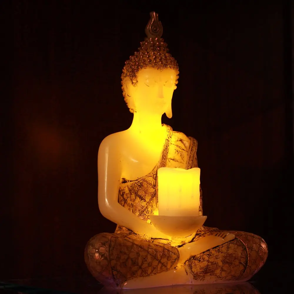 LED Paraffin Wax Candle THAI Sitting LED Flameless Buddha Design Wax Luxury Paraffin Candle With Timer Function