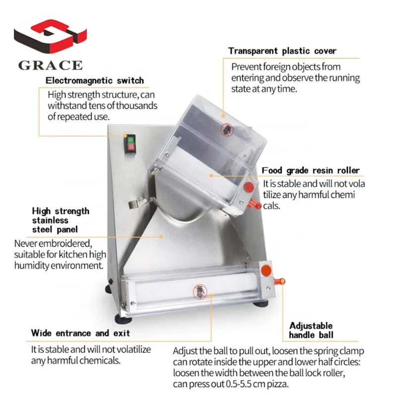 GRACE Automatic Electric Countertop Dough Roller New Pizza Dough Sheeter for Home Use for Bakery & Bread Production for Flour