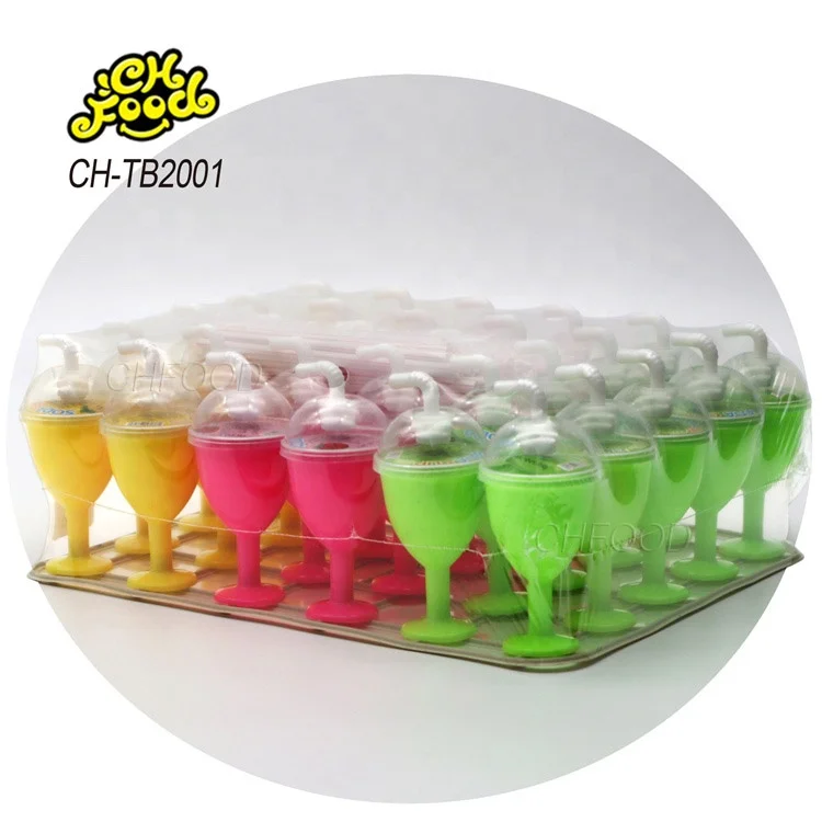 Custom Cheap Classic Toys Plastic Small Fruit Juice Drink Cup Toy with Sour Powder Candy Sweets Snack for Kids