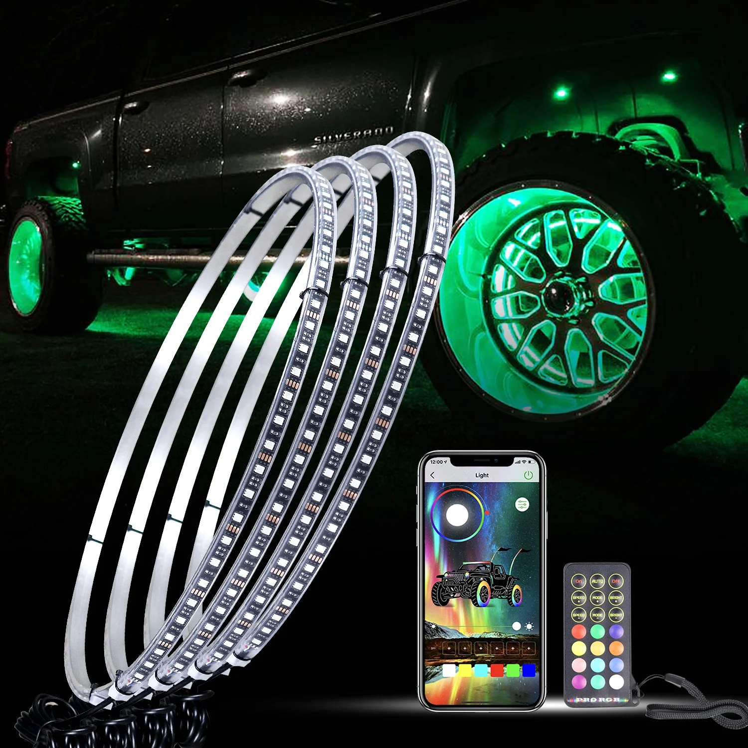 Amazon.com: Uemicip 17in Double Row Wheel Ring Lights, Dream Chasing Color Wheel  Lights Kit with Music Mode, Rim Lights with APP & Remote Control Compatible  with Truck SUV Car Pickup : Automotive