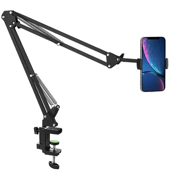 UGIFT 360° Rotation Long Clamp Gooseneck Phone Lazy Bracket Mount Reading Kindle Overhead Arm Desk Bed Tablet Holder Stand