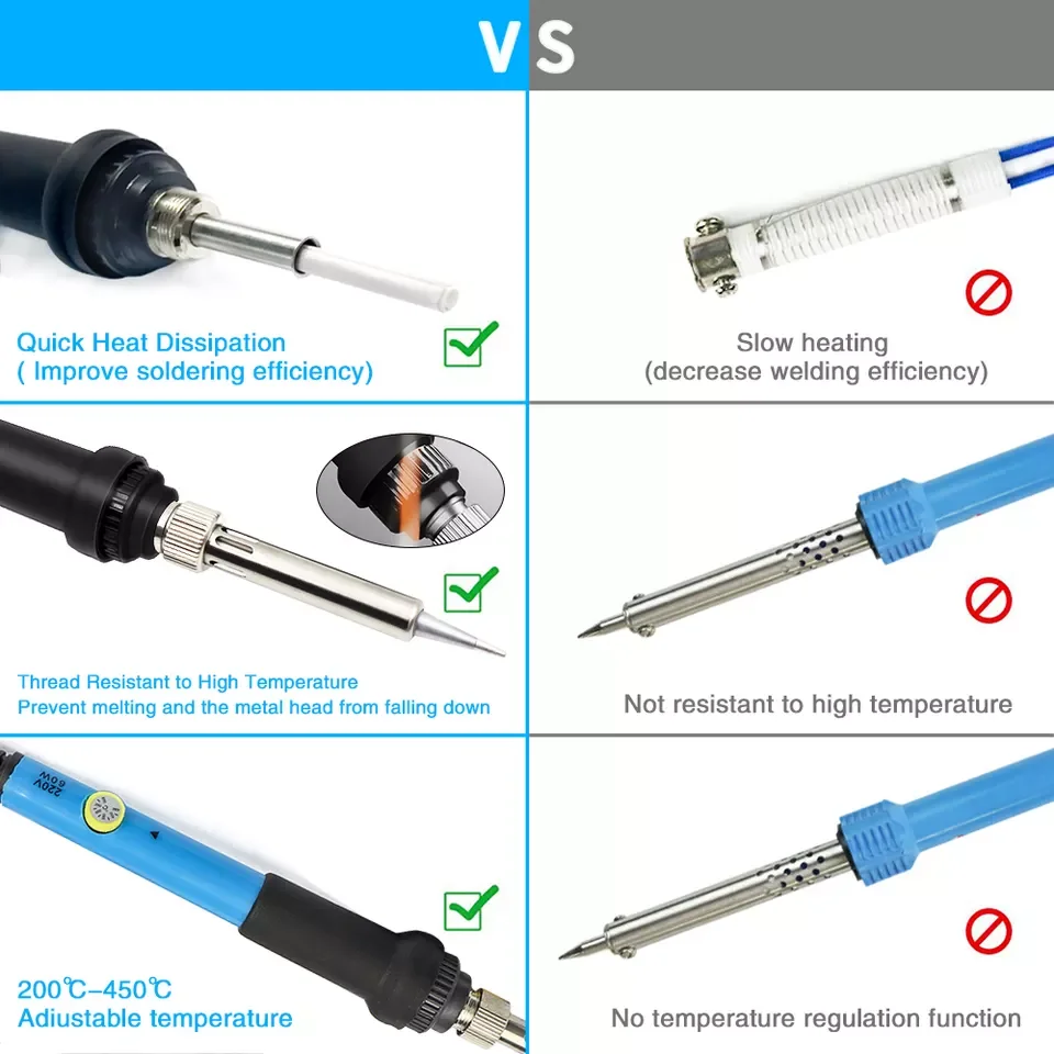 220v 110v 60W  Adjustable Temperature Soldering Iron Kit 9 Pcs Set  Welding Tool Electric Soldering Iron Kit