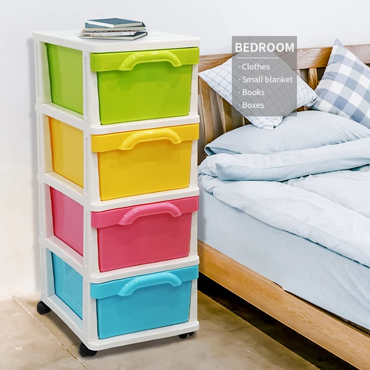 Factory Candy Colored 5 Layer Storage Drawer Cabinet Cabinet Baby Kid Large Plastic Storage Box Drawer With Wheels