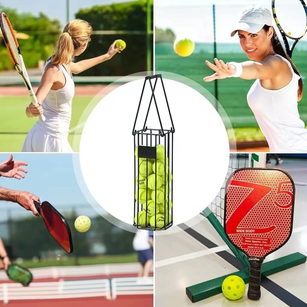 Индивидуальный металлический черный портативный коллектор для пиклбола и теннисных мячей сборщик бункера сбора