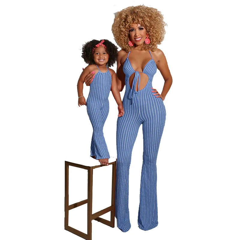 Mom And Daughter Matching Kids clothes wear clothing set Parent-Child Apparel Wide Leg Jumpsuits Rompers Mommy And Me Outfits