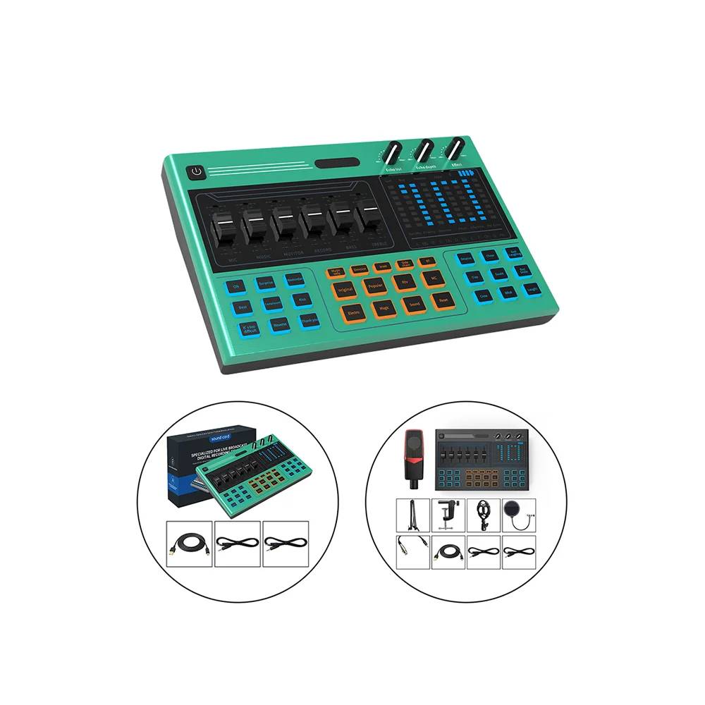 Внешний usb аудио интерфейс для трансляции в реальном времени студийная запись звуковая карта голосовой преобразователь для iphone игр