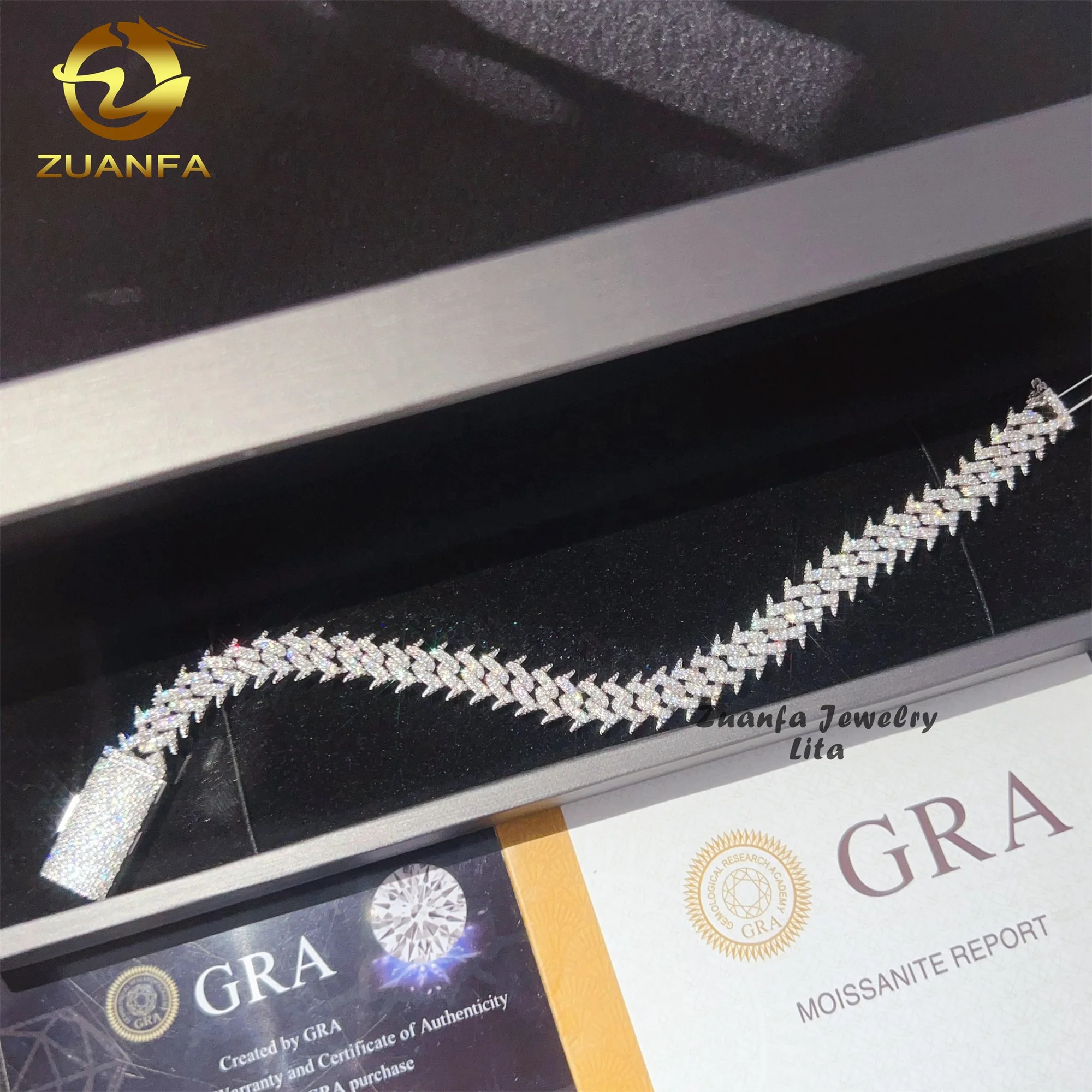 Zuanfa ジュエリー ヒップホップ 10mm アイスアウトモアサナイト 