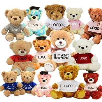 Peluches OEM cute customised plush toy stuffed animals toys soft mascot teddy bear with tshirt Custom logo teddy bears bulk