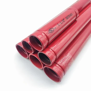 fire protection pipe Astm A53 as1074 grb sch40 RAL3000 red painting FBE steel pipe