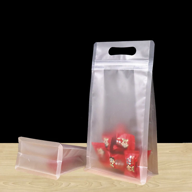 Wholesale Zipper Top Food Packaging Bag With Handle Transparent Flat ...