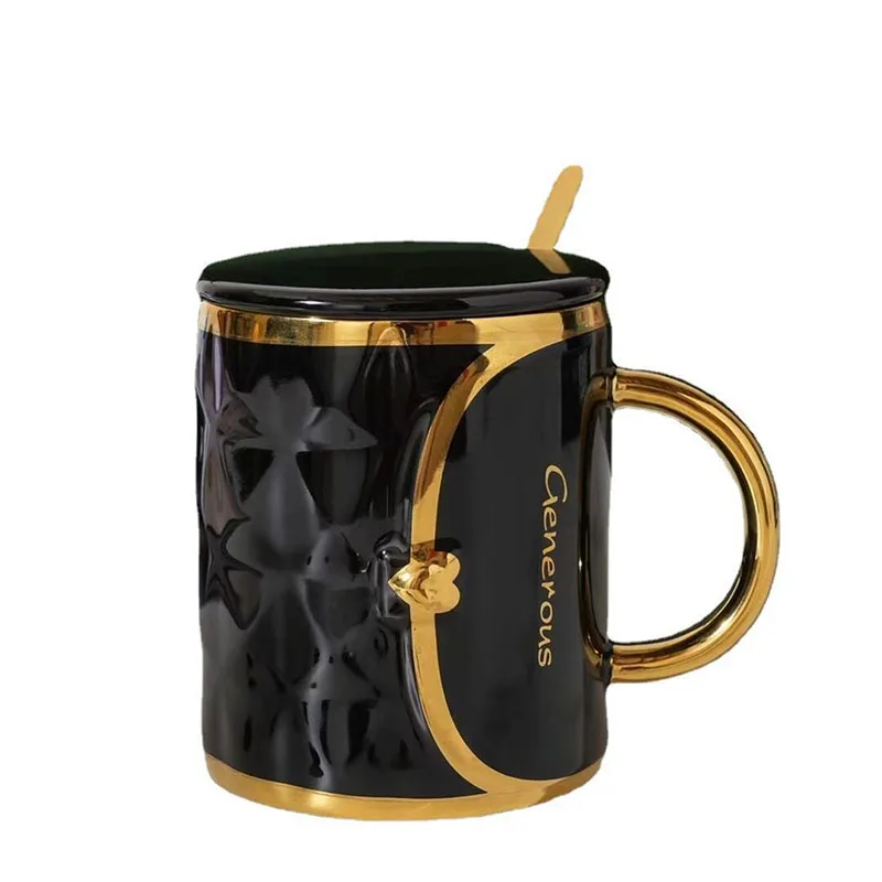 European Tracing Gold Ceramic Mug Creative Bag Coffee Mug