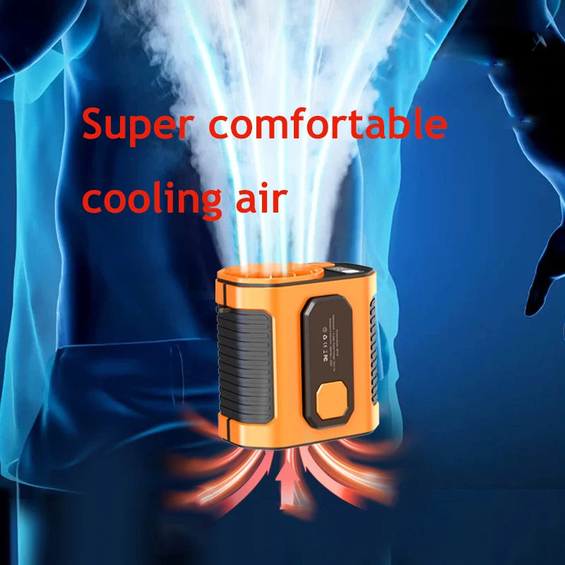 6000mAH Hanging Waist Fan Flashlight Emergency Power Bank Portable Rechargeable Outdoor Camping Hiking Climbing Fan with LED