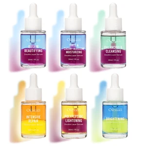 Private Label New Skin Care Polypeptide Lightening Tansy Cherry Blossom Moisturizing Balancing Cleansing Double Layer Face Serum