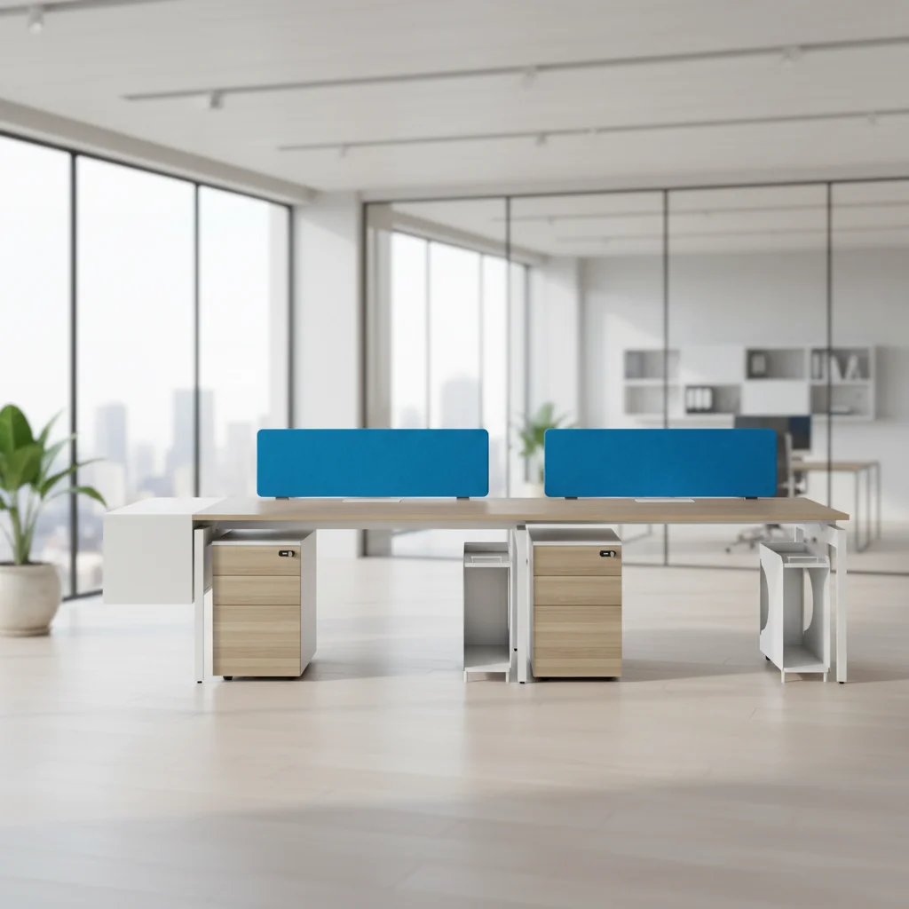Modern Mid-Sized Wood Standing Work Desk with Cable Management Durable Design Freestanding Office Furniture 4