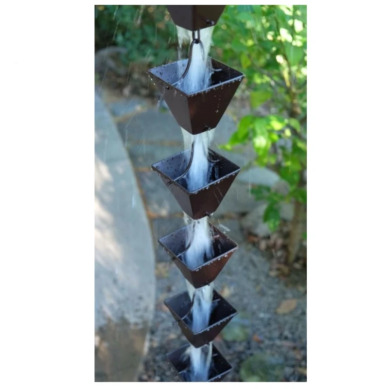 Catena Di Pioggia In Alluminio 39,4 Pollici Con Design Ruggine – Decorativa Per Grondaie, Portico, Patio E Giardino – Sostituisce Gli Scarichi