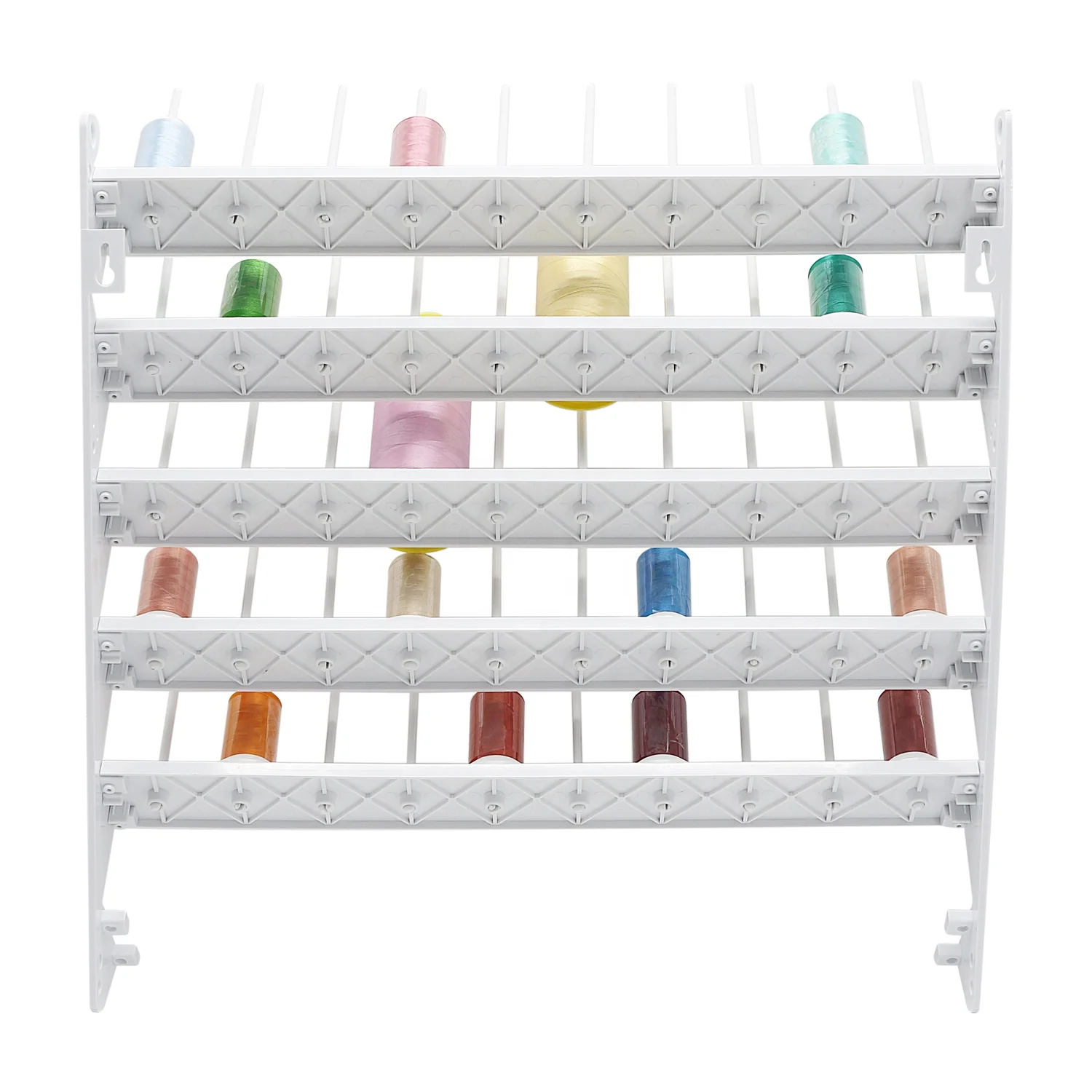 Sew Tech Thread Rack for 60 Spools or 30 Cones, Wall Mounted Large Thread  Holder with Long Pegs, Bright White Plastic Thread