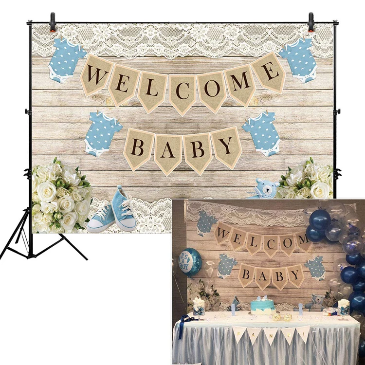 Wholesale Welcome Baby Backdrop Babyshower Background Decoration Boy Baby  Shower Decorations From 