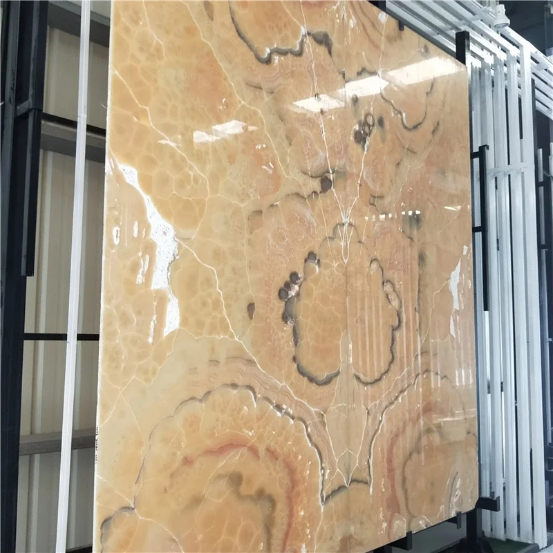 product morden style customized natural transparent lighting book match orange yellow onyx for indoor design-2