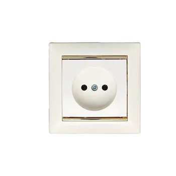 EU Standard European Fireproof PC Material White 16A 220-250V Electric Russian Socket With GOLD Frame