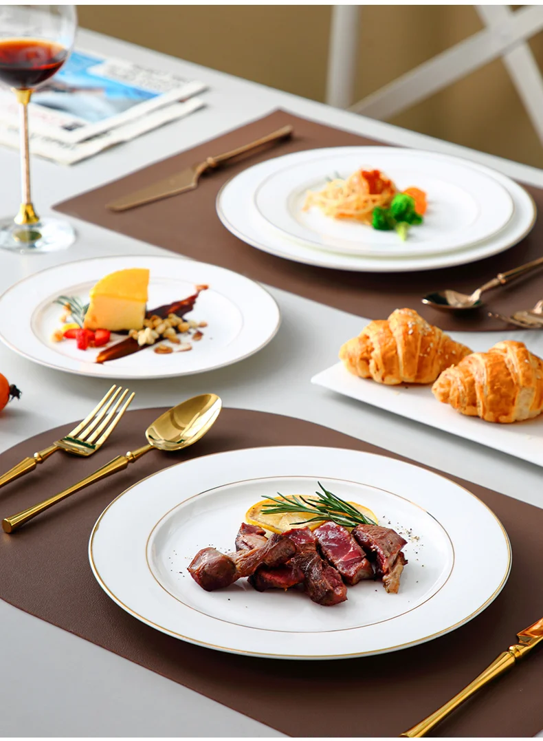 Hot Selling Luxury Gold Rim Bone China Charger Luxury Ceramic Dessert Plate Dishes New Antique Matt Porcelain Plates Home manufacture