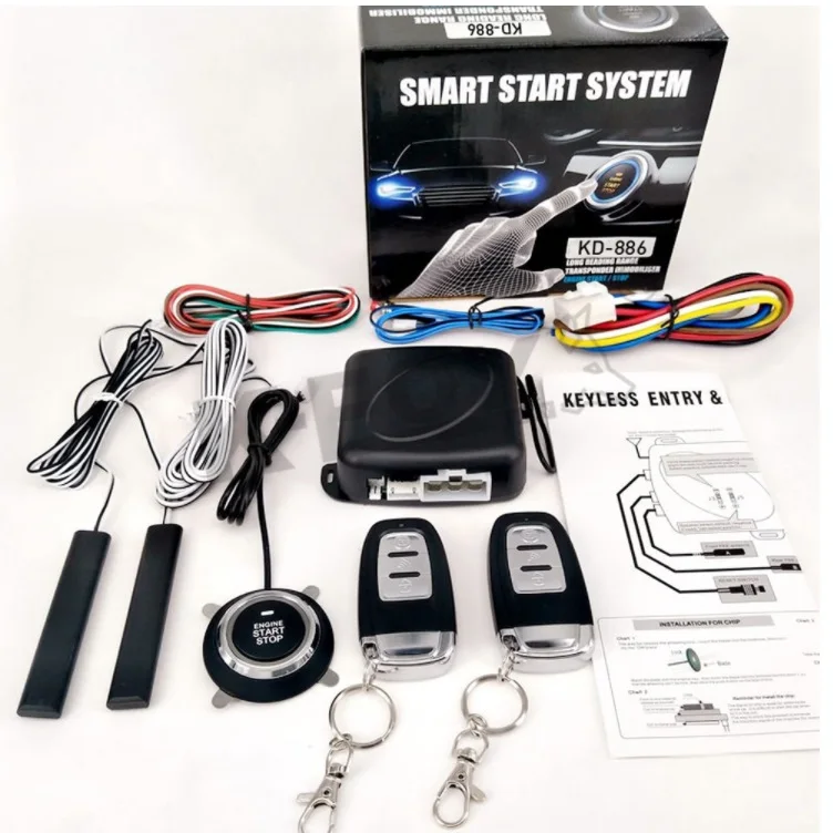 Car Alarm With Autostart Push One Button Auto Start Stop Keyless