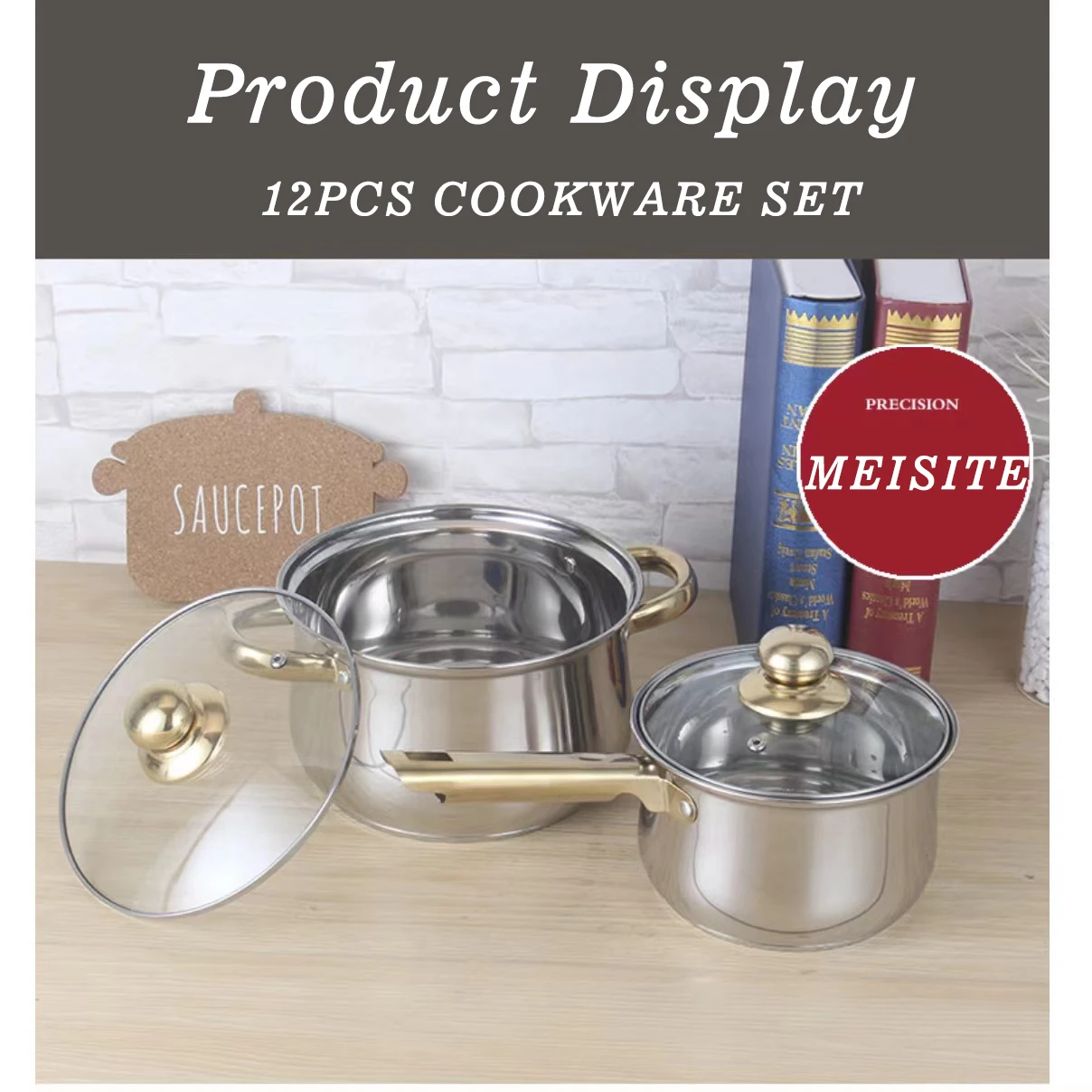 12 Pcs Stainless Steel Cookware Set European Cookware Set Cooking Pots