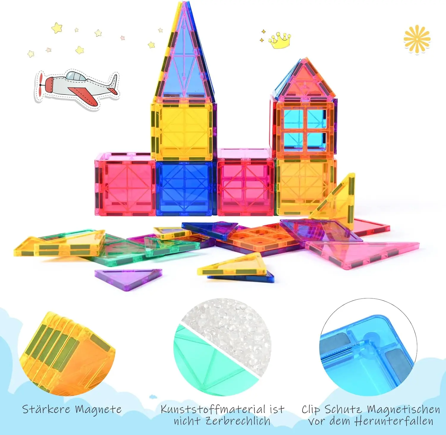 AOMIKS Blocs Magnétiques pour Enfants 173 Pièces Mini Tuiles de AOMIKS Blocs Magnétiques pour Enfants 173 Pièces Mini Tuiles de