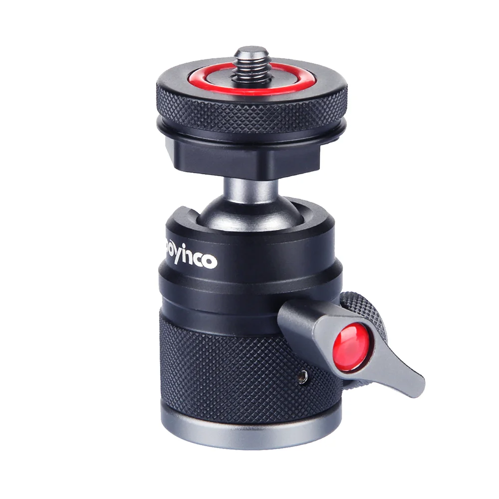 Adaptateur de fixation sur chaussure en alliage d’aluminium chaud, rotule mini à 360 degrés, tête de vis de trépied 1/4 pouce, tête portable pour appareil photo, caméscope et smartphone