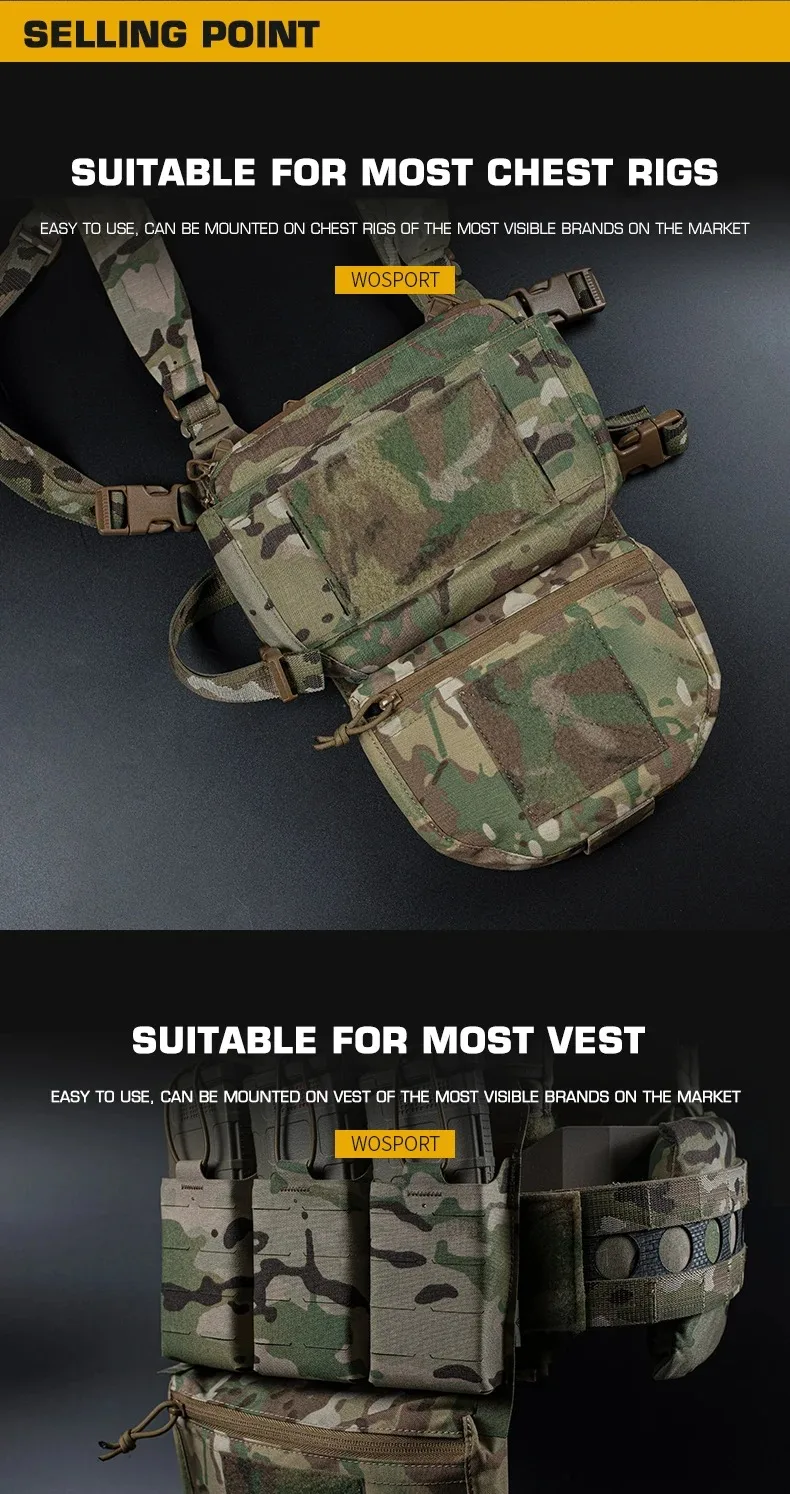 Cordura Fc Drop Pouch Chest Rigs Tactical Vest Bag With Zipper Closure