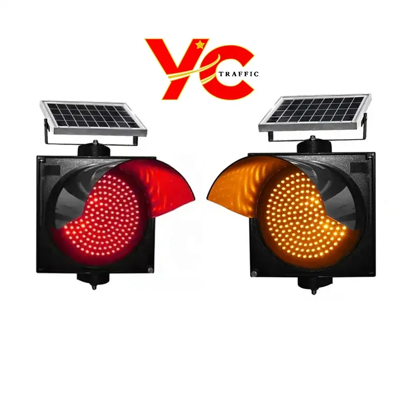 Solar Powered LED Yellow Amber Slow Down Flashing LED Traffic Road Safety Warning Strobe  Light