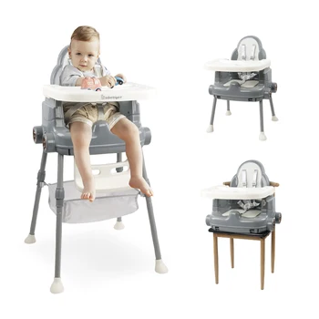 HA-040 Popular grey plastic high chair collapsible feeding baby chair