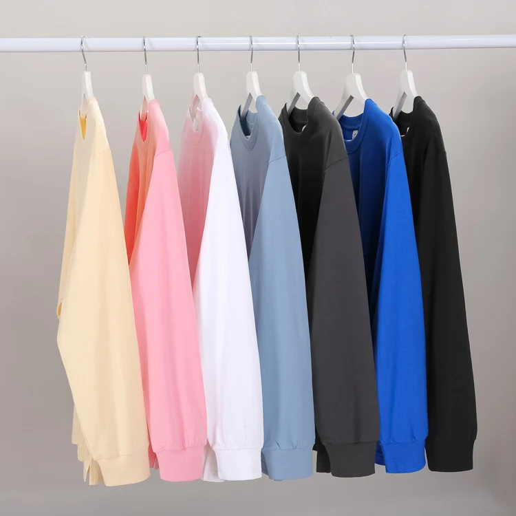 Fashion Custom Embroidered Oversized Sweatshirt Pullover 100%cotton High Quality  Long Sleeve Solid 