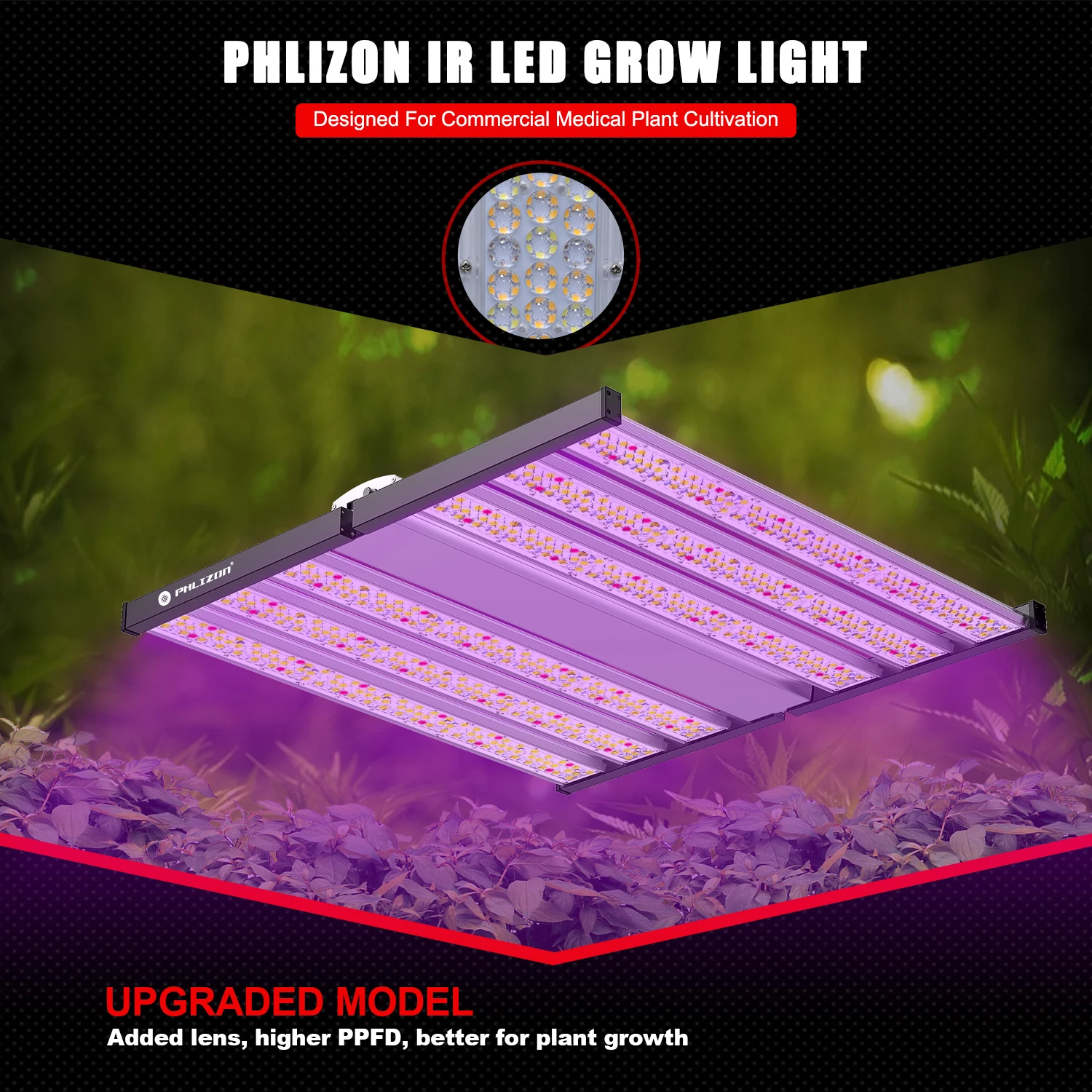 PHLIZON PH-1500W LED Grow Light Full Spectrum for Indoor Plant Veg Flower HPS 