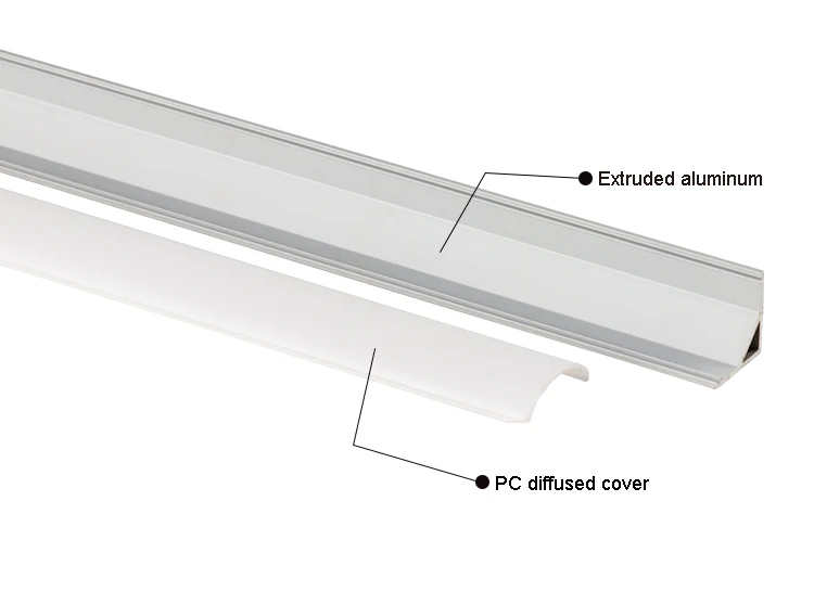 Led Aluminum Profile With Pc Diffuser Corner Mount LED Profile With ...