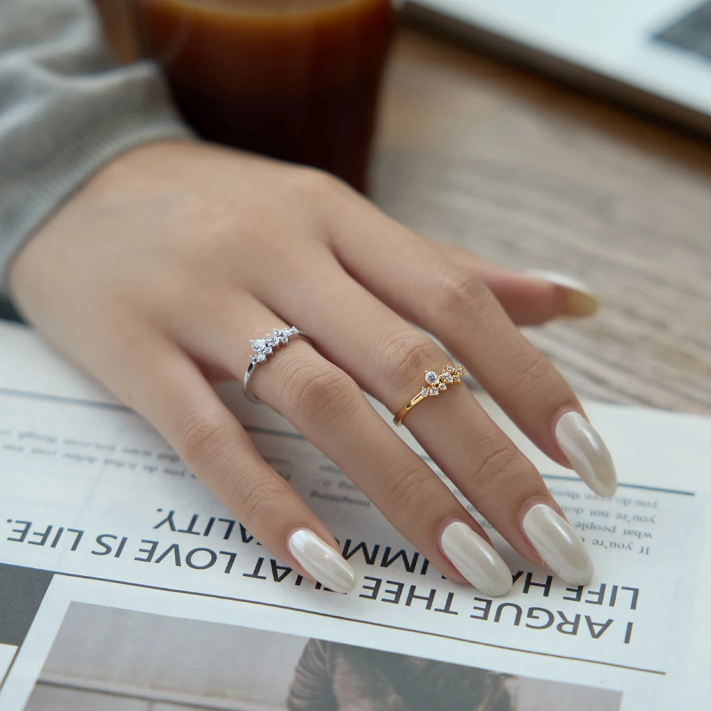 KAKODIY New Fashion Design Thin 925 Sterling Silver Adjustable Opening Cluster 5A Cubic Zirconia Jewelry Ring Women Gift Daily Wear detail 5