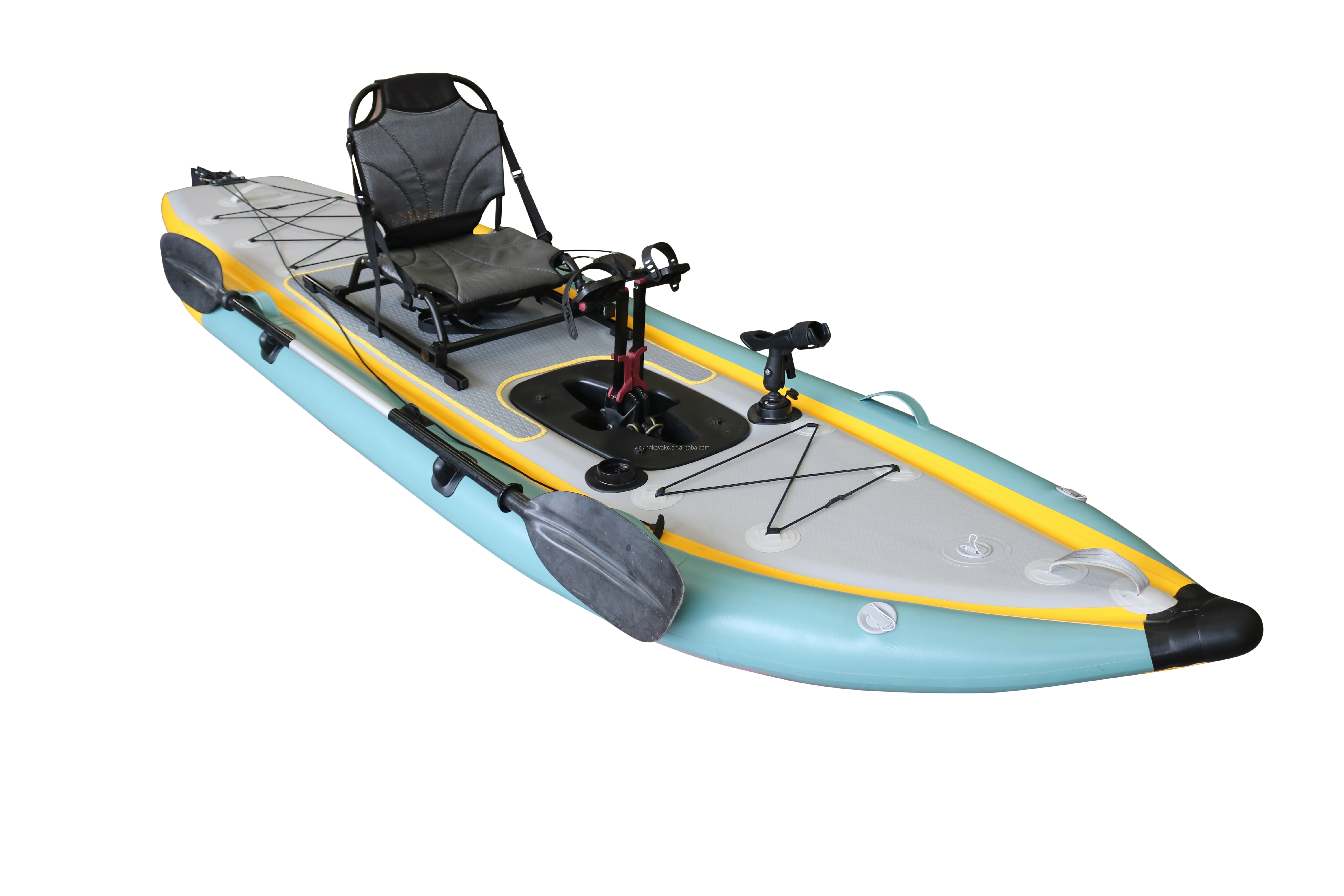 Vicking12' Lightweight Compact Inflatable Pedal Kayak New Design with Efficient Fin Drive for Rowing Boats