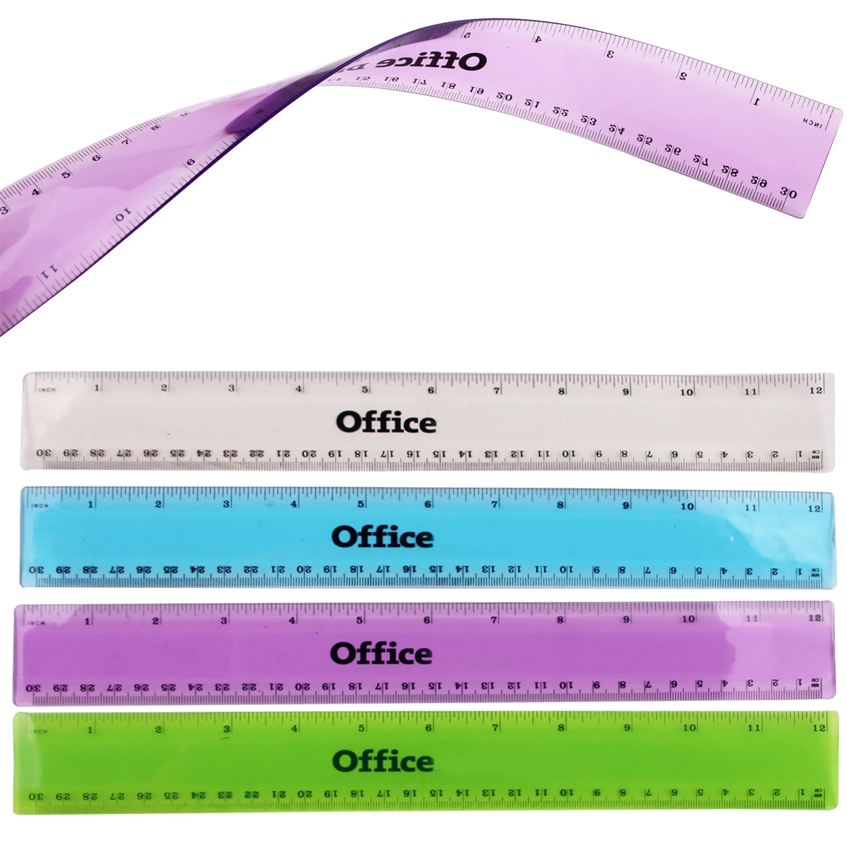 PVC Flexible Plastic Ruler, Soft Transparent Ruler, Clear Straight