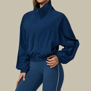 Quick-dry Stand-up Collar Sports Jacket Women's Zippered Windproof Outdoor Running Fitness Long-sleeved Yoga Jacket