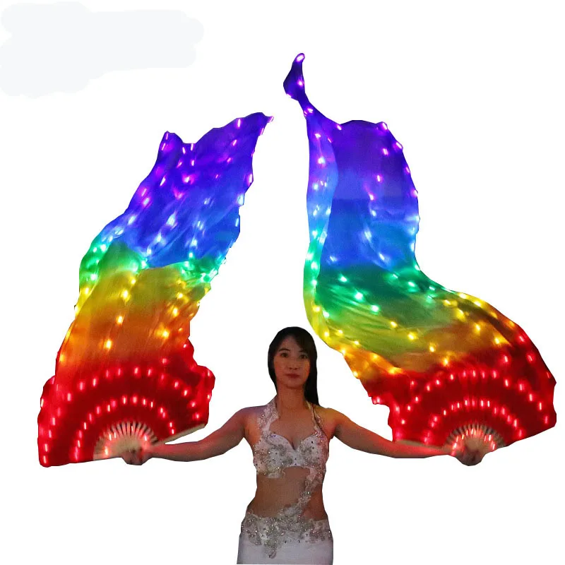 thumbnail image 2 of 4 Pairs Belly Dance Fan Veils - 70 Inch Artificial Silk Fans For Dance Performances 2 of 13