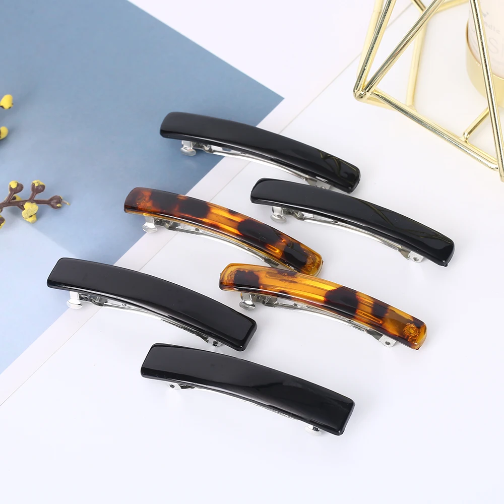 Элегантная заколка во французском стиле автоматическая для волос с черной черепаховой раковиной средних и толстых
